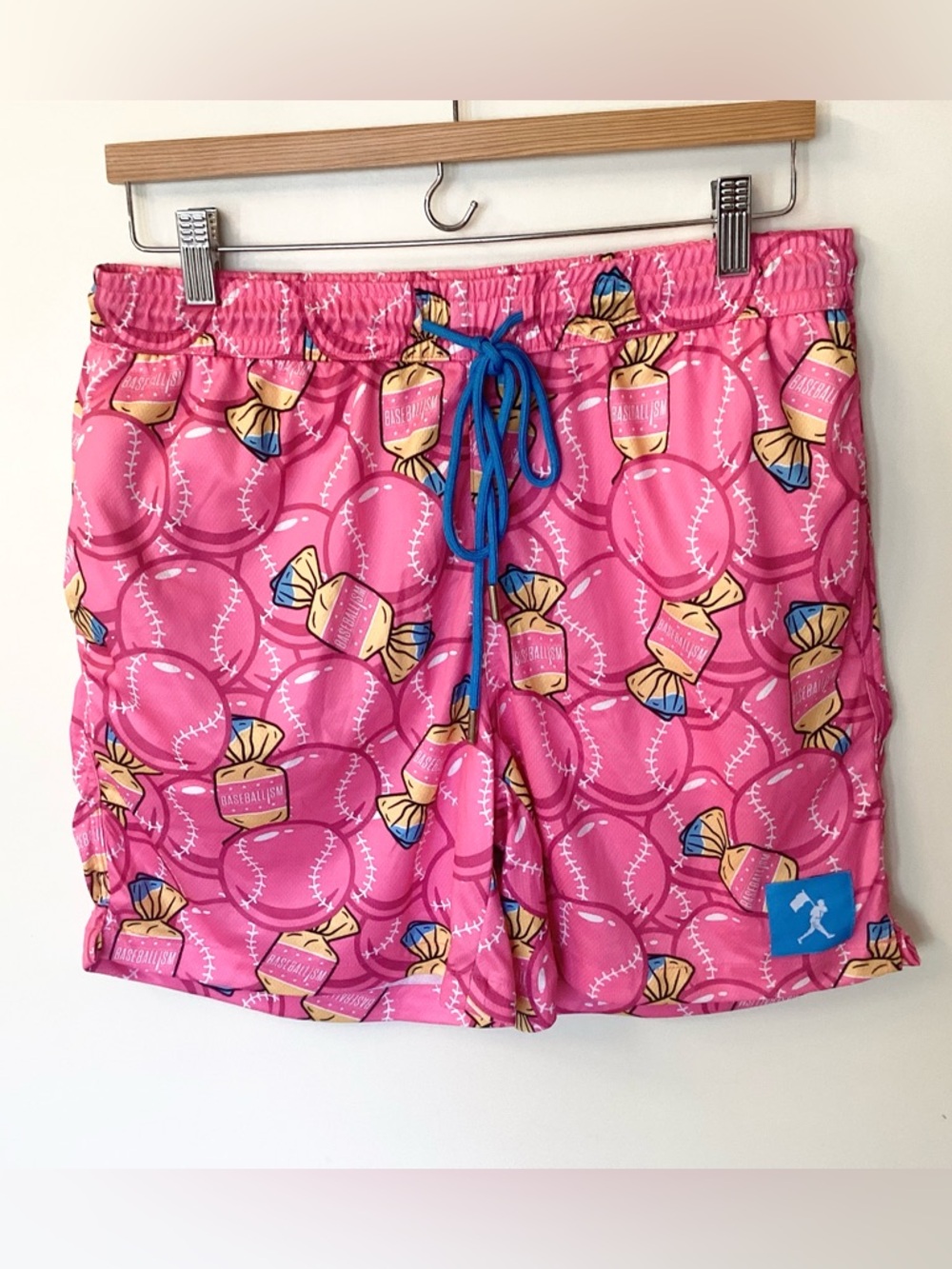 NWT Baseballism Doubles and Bubbles Diamond Air Mesh Shorts - Pink - M